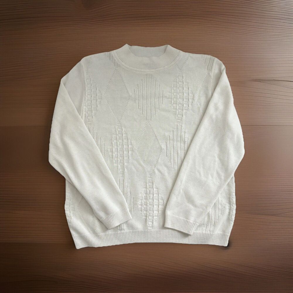 Alfred Dunner Women's Sweater Size L Color White Made In USA Used